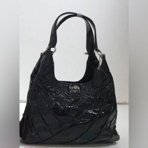 Coach Maggie Madison Black Diagonal Pleated Hobo w/COA